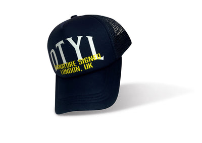 SIGNATURE SIGNED NAVY TRUCKER CAP