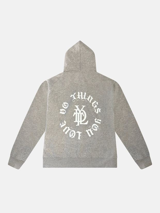 SIGNATURE GREY ZIPPED HOODIE