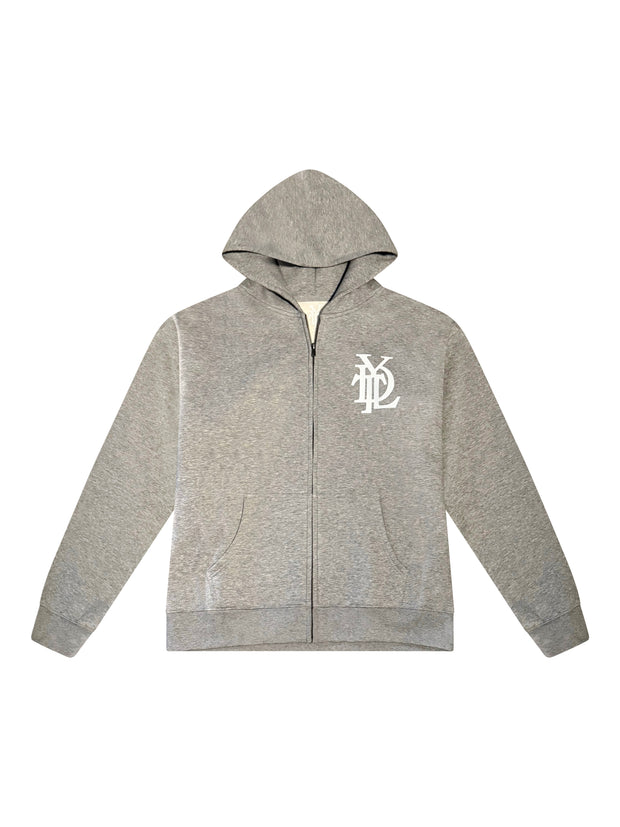 SIGNATURE GREY ZIPPED HOODIE