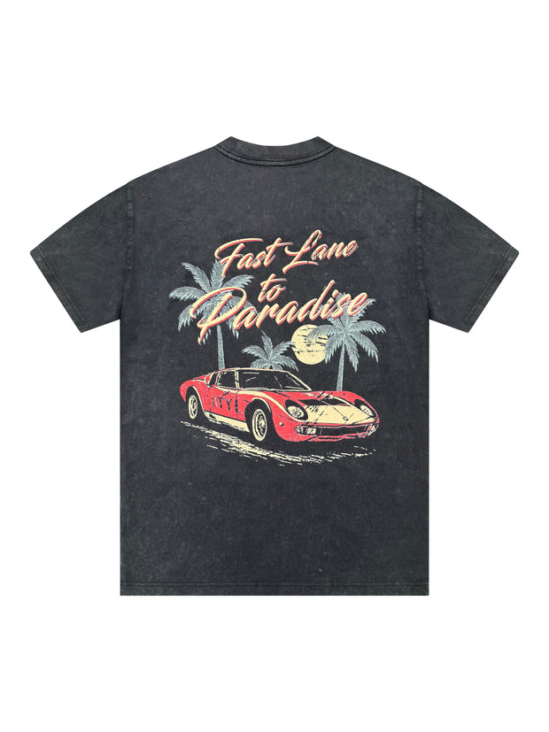 STONE WASHED FAST LANE TO PARADISE T-SHIRT